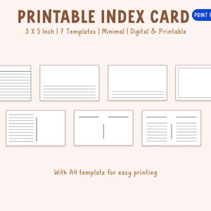 Printable & Digital Notecards for Studying Index Cards Study Cards ...