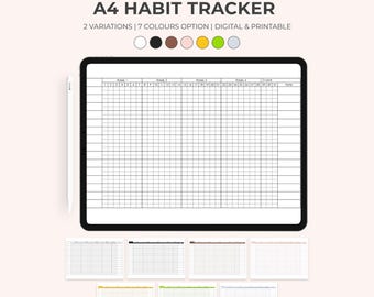 Digital and Printable Habit Tracker | Daily & Monthly | Daily Habit Logger | Daily Routine Planner | Goal Tracker | Journal Tracker
