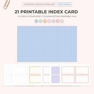 24 PDFs A4 Printable Grid Notecards für Studieren | Karteikarten | Studienkarten | Lernmittel | Druckbare Karteikarten |  Studienkarte