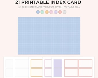 24 pdf's afdrukbare rasternotitiekaarten A4 om te studeren | Indexkaarten in kleur | Studiekaarten | Studiehulpmiddelen | Afdrukbare flashkaarten |  Studiekaart