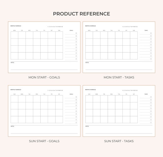A4 Printable Monthly Goal Planner With Calendar Mon/sun Start Monthly Calendar  Template Personal Development Productivity Tool - Etsy