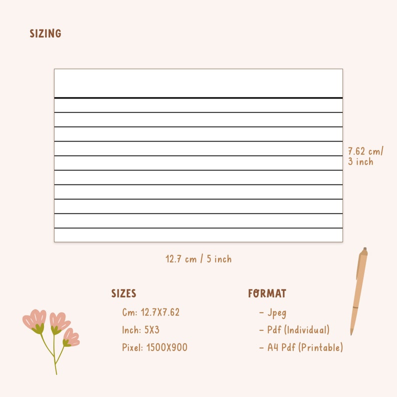 Printable & Digital Notecards for Studying Index Cards Study Cards