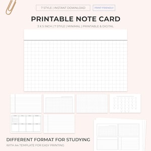 Afdrukbare en digitale notitiekaarten om te studeren | Indexkaarten | Studiekaarten | GoodNotes | Studiehulpmiddelen | Digitale notitiekaarten