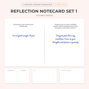 Tarjetas de autorreflexión 5x3 / Tarjetas de confianza en uno mismo / Tarjeta de atención plena / Autoestima / Tarjeta de reflexión diaria / Organizador de pensamientos
