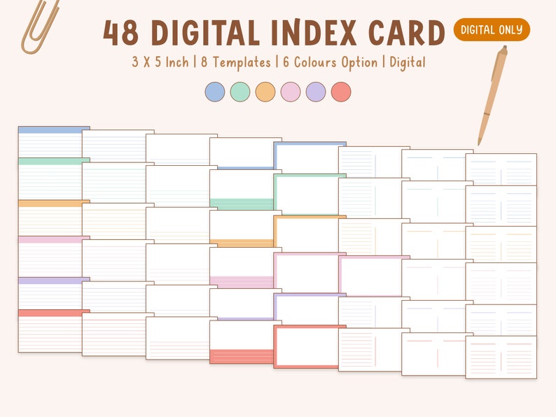 Digital Notecards for Studying Index Cards Study Cards Etsy Canada