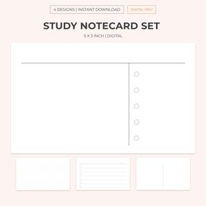 Studienotitiekaartenset | Digitale notitiekaarten om te studeren | Esthetische memokaart | Studienotitietracker | Indexkaarten | Studiekaarten | Kaarten schrijven