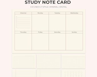 Kraft style notecard for studying | Index Cards | Study Cards | GoodNotes | Study Aids | Digital Notecards | Exercise cards