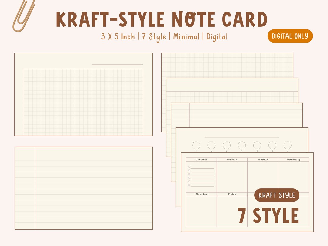 Kraft Style Notecard for Studying Index Cards Study Cards Goodnotes