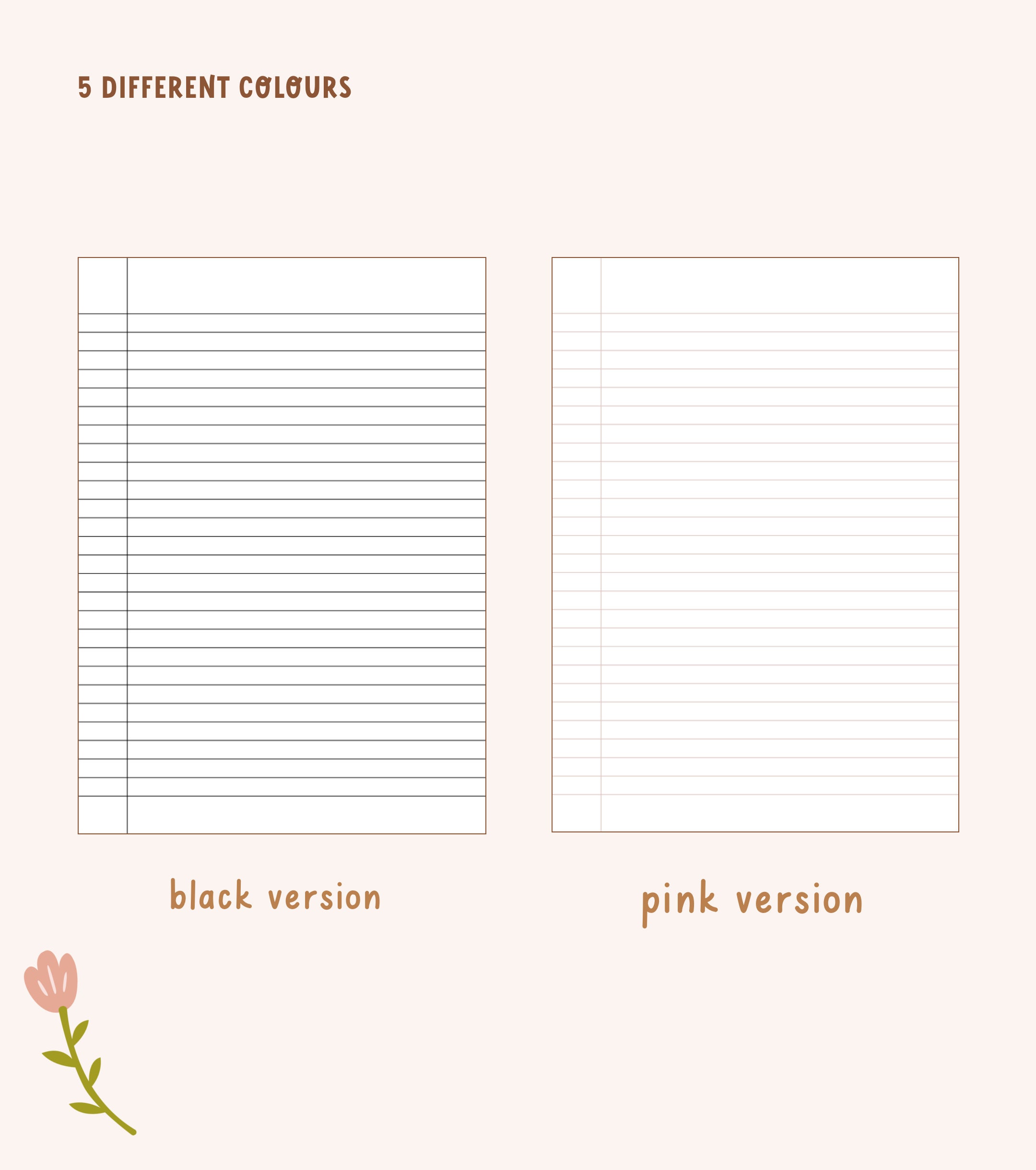 printable lined paper pdf a4 us letter size note paper etsy