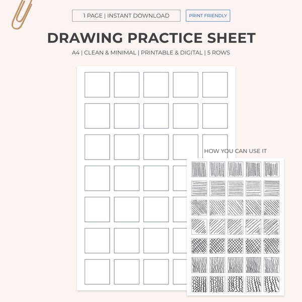 Printable Doodle Blank Template | How to draw | Shading Worksheet | Learn to draw | Drawing Practice Sheet | Pencil Control | Digital