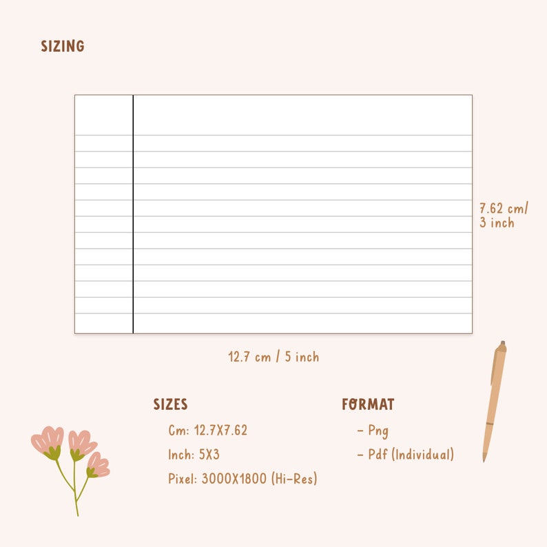 Printable & Digital Notecards for Studying Index Cards Study Cards Goodnotes Study Aids Digital