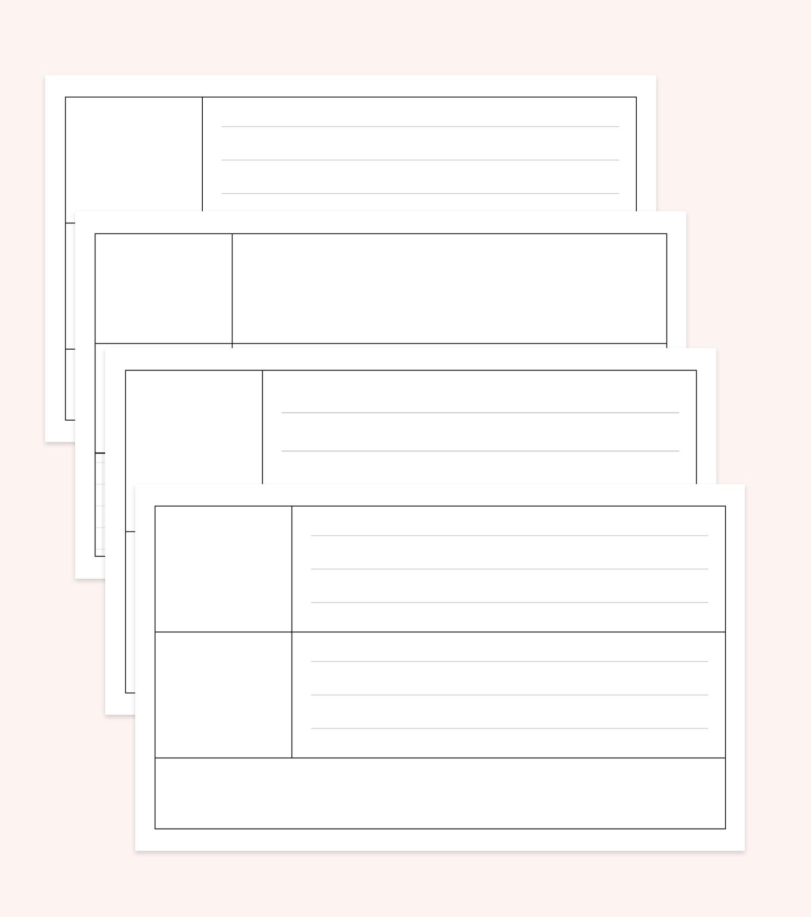 A4 Printable Note-taking Notecards for Studying | 5x3 | Study Note ...