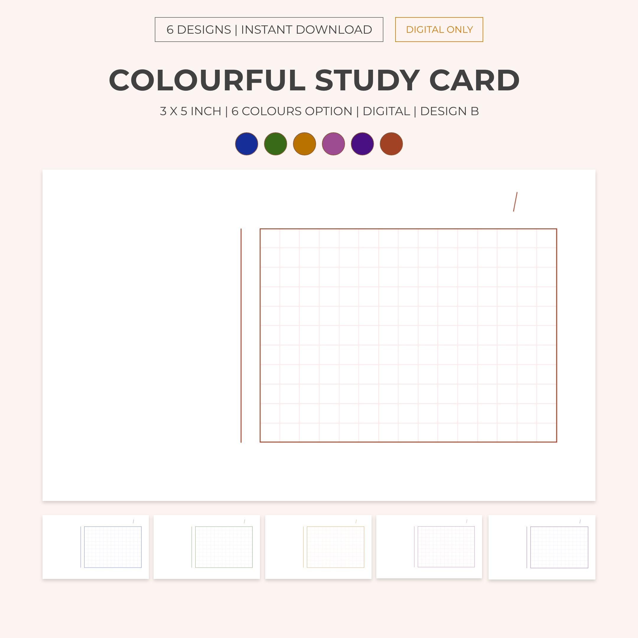 Digital notecard for studying | Study Card Design B | Index Cards | Study Card | GoodNotes | Palm Card | Digital Notecards | Exercise cards