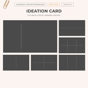Peut inclure: Six designs différents de cartes d'idéation en noir et blanc. Chaque carte mesure 7,6 cm sur 12,7 cm et présente un design minimaliste avec des lignes.