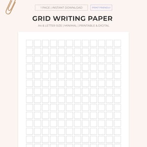 Afdrukbaar en digitaal rasterbriefpapier | Kong Ge-manuscriptpapier | Manuscript essaypapier | Chinees schrift | Hanzi-praktijk | A4, letter