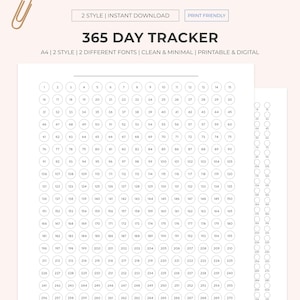 Printable A4 365 Daily Challenge | Daily & Monthly Tracker | Minimalist Template | 365 Design | GoodNotes Template | Mood Tracker