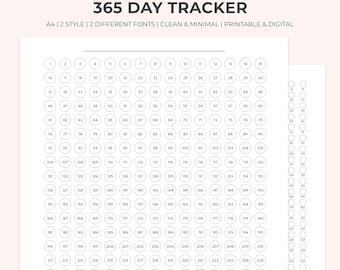 Printable A4 365 Daily Challenge | Daily & Monthly Tracker | Minimalist Template | 365 Design | GoodNotes Template | Mood Tracker