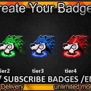 Insignias secundarias de Hyena Twitch, emotes de Hyena Twitch / Insignias de Hyena para streamers / Insignias de suscriptor de Hyena