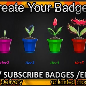 Plant Twitch sub badges, Plant Twitch emotes/ Plant badges for streamers/ Plant Subscriber Badges