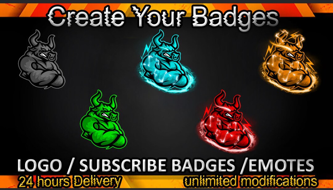 Bull Twitch Sub Badges / Bull Twitch Emotes / Bull Badges for Streamers ...