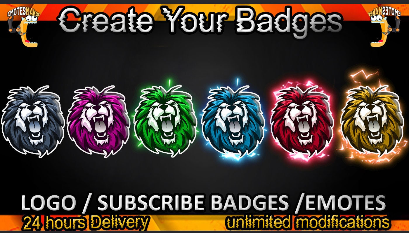 Lion Twitch Sub Badges, Lion Twitch Emotes/ Lion Badges for Streamers
