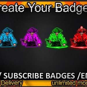 Samurai Twitch sub badges / Samurai Twitch emotes / Samurai badges for streamers / Samurai Subscriber Badges