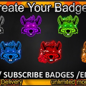 Rat Twitch sub badges, Rat Twitch emotes/ Rat badges for streamers/ Rat Subscriber Badges