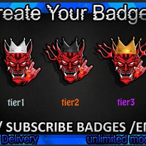 Devil Twitch sub badges, Devil Twitch emotes/ Devil badges for streamers/Devil Subscriber Badges