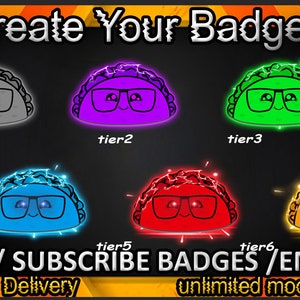 Taco  Twitch sub badges, Taco  Twitch emotes/ Taco  badges for streamers/ Taco  Subscriber Badges