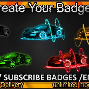 Car Twitch sub badges / Car Twitch emotes / Car badges for streamers / Car Subscriber Badges