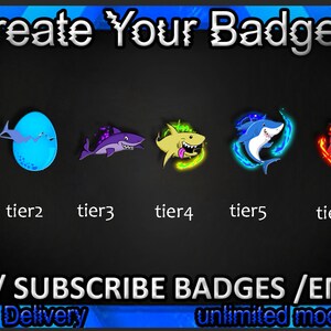 Shark Twitch sub badges,Shark Twitch emotes/ Shark badges for streamers/ Shark Sub Shark Subscriber Badges