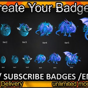 Dragon Twitch-sub-badges, Dragon Twitch-emotes/ Dragon-badges voor streamers/ Dragon-sub-emotes/Dragon-sub-emotes/Dragon Subcriber-badges