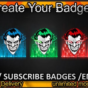 Joker Twitch sub badges / Joker Twitch emotes / Joker badges for streamers / Joker Subscriber Badges