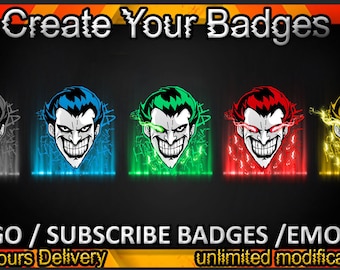 Insignias de suscripción de Joker en Twitch / Emotes de Joker en Twitch / Insignias de Joker para streamers / Insignias de suscriptor de Joker