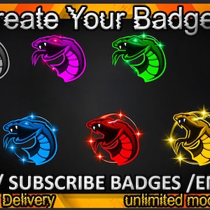 Snake Twitch sub badges, Snake Twitch emotes/ Snake badges for streamers/ Snake Subscriber Badges