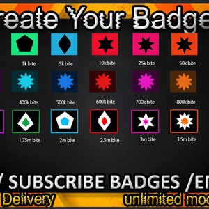 Bit Badges Twitch sub badges, Bit Badges Twitch emotes/ Bit Badges badges for streamers/ Bit Badges Subscriber Badges