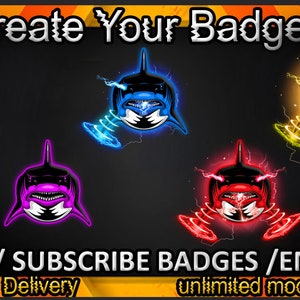 Shark Twitch sub badges / Shark Twitch emotes / Shark badges for streamers / Shark Subscriber Badges