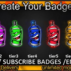 Spray Twitch sub badges, Spray Twitch emotes/ Spray badges for streamers/ Spray Subscriber Badges