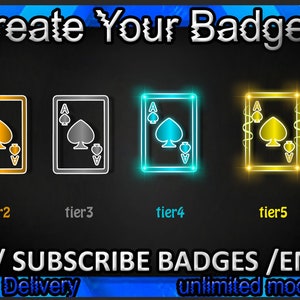 Odznaki subskrybentów Ace Cards Twitch, emotikony Ace Cards Twitch/ odznaki Ace Cards dla streamerów/ odznaki subskrybentów Ace Cards