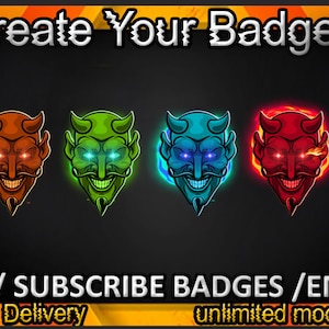 Devil Twitch sub badges, Devil Twitch emotes/ Devil badges for streamers/ Devil Subscriber Badges