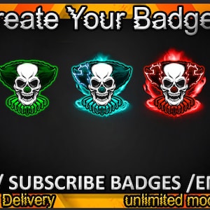 Clown Twitch sub badges / Clown Twitch emotes / Clown badges for streamers / Clown SubscribeClown