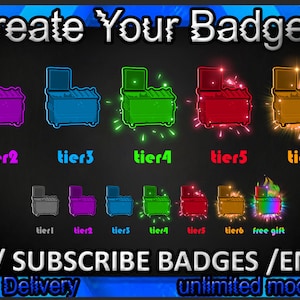 Trash Can Twitch sub badges, Trash Can Twitch emotes/ Trash Can badges for streamers/ Trash Can Sub Emotes/ Trash Can Subscriber Badges