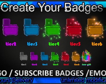 Trash Can Twitch sub badges, Trash Can Twitch emotes/ Trash Can badges for streamers/ Trash Can Sub Emotes/ Trash Can Subscriber Badges
