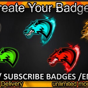 Insignias secundarias de Hyena Twitch / Emotes de Hyena Twitch / Insignias de Hyena para streamers / Insignias de suscriptor de Hyena
