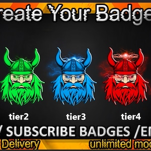 Viking Warrior Twitch sub badges, Viking Warrior Twitch emotes/ Viking Warrior badges for streamers/ Viking Warrior Subscriber Badges