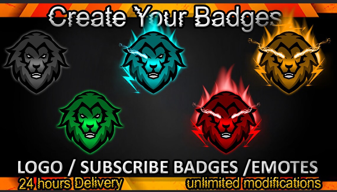 Lion Twitch Sub Badges / Lion Twitch Emotes / Lion Badges for Etsy