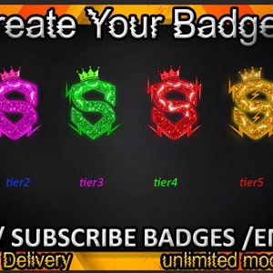 S Letter Twitch sub badges, S Letter Twitch emotes/S Letter badges para streamers/S Letter Badges de assinante