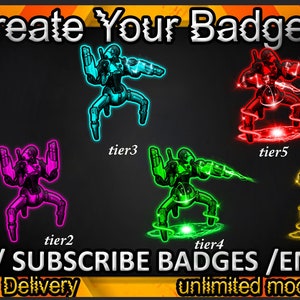 Droid Twitch Sub Abzeichen, Droid Twitch Emotes / Droid Abzeichen für Streamer / Droid Abonnenten Abzeichen
