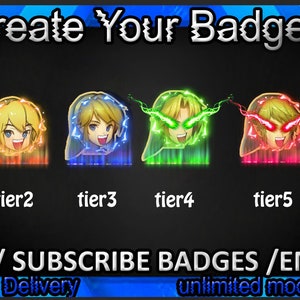 ゼルダ Twitch サブバッジ、ゼルダ Twitch エモート/ ストリーマー向けゼルダ バッジ/ ゼルダ サブスクライバー バッジ