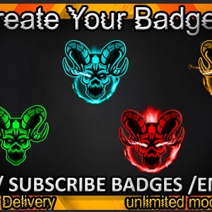 Devil Twitch sub badges / Devil Twitch emotes / Devil badges for streamers / Devil Subscriber Badges